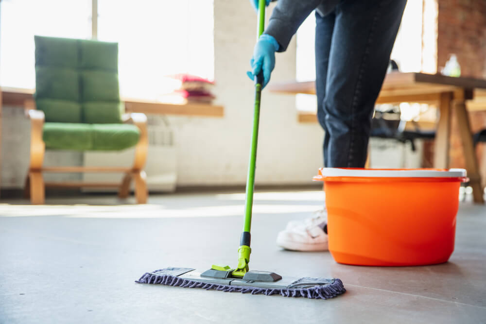 cleaning floor